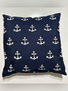 Nautical Anchor Accent Pillow - Navy and White 17”x17”